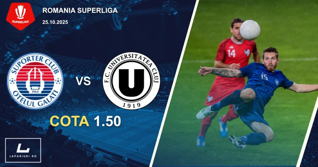 Otelul Galati - Universitatea Cluj ponturi pariuri fotbal 25.10.2025